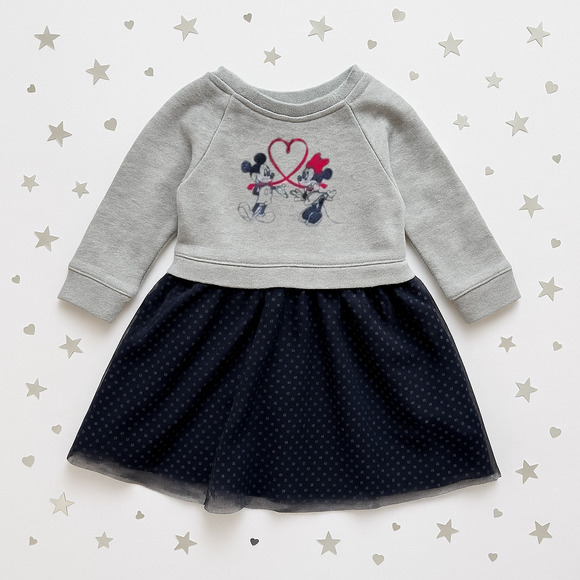 babyGap + Disney Mickey & Minnie Mouse Love Sweatshirt Dress | Toddler Girls 2T - Picture 1 of 9